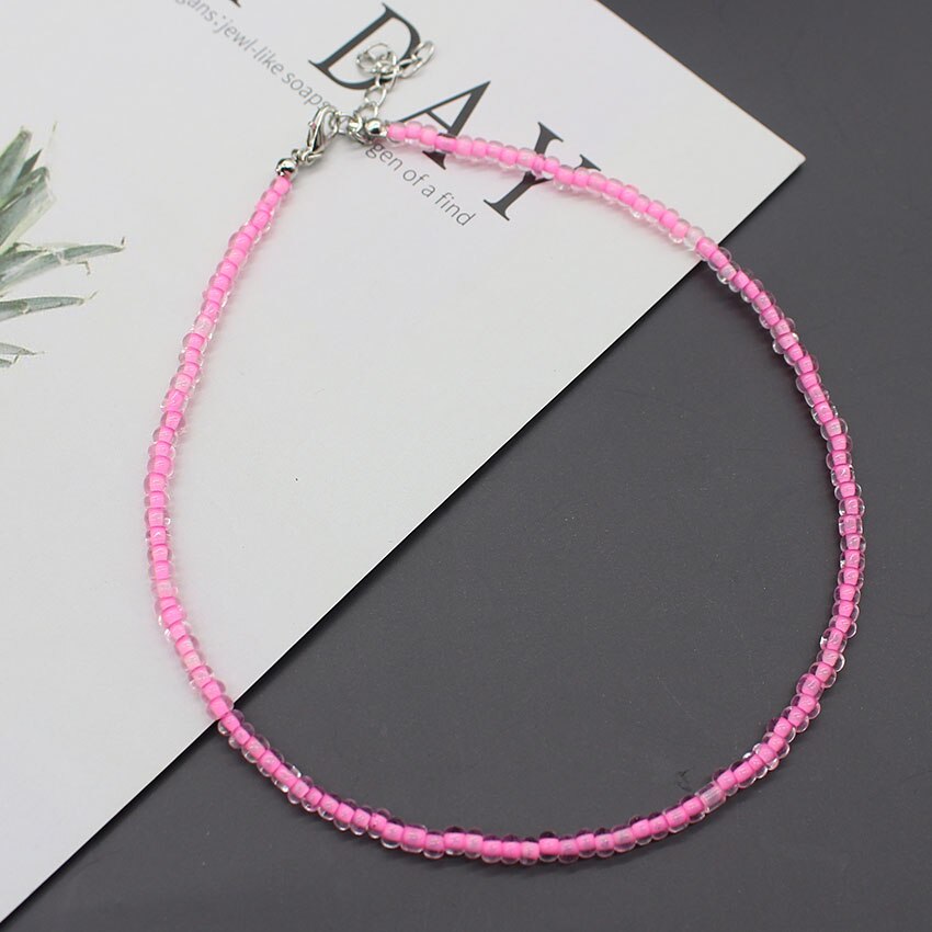 4CM Samen Perlen Böhmen Kurzen Halsband Kette Boho Charme Kragen Rosa Bunte Handgemachte Kragen Halskette Schmuck Femme: 2