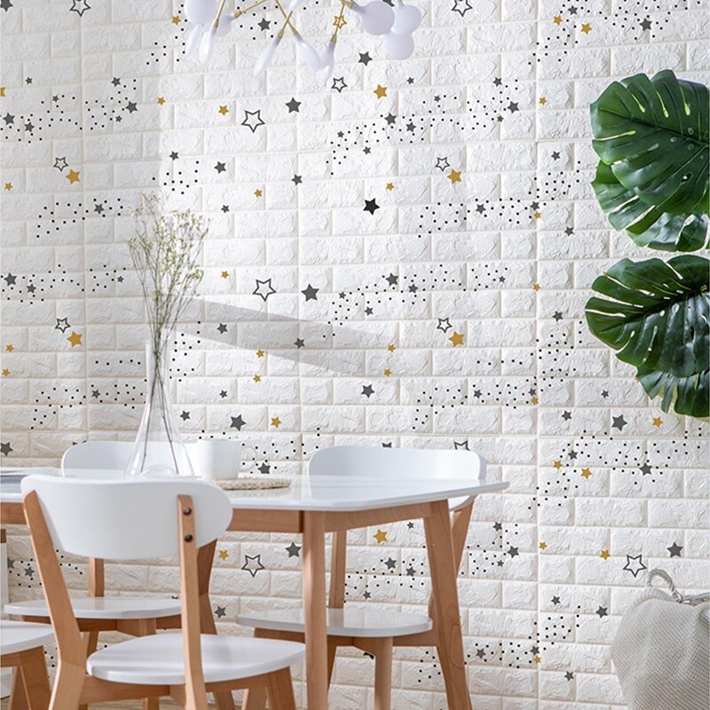 10pc Peel and Stick 3D Wall Stickers Cartoon Stars Brick Wallpaper for Kids Room Living Room Bedroom Self adhesive Wall Panel