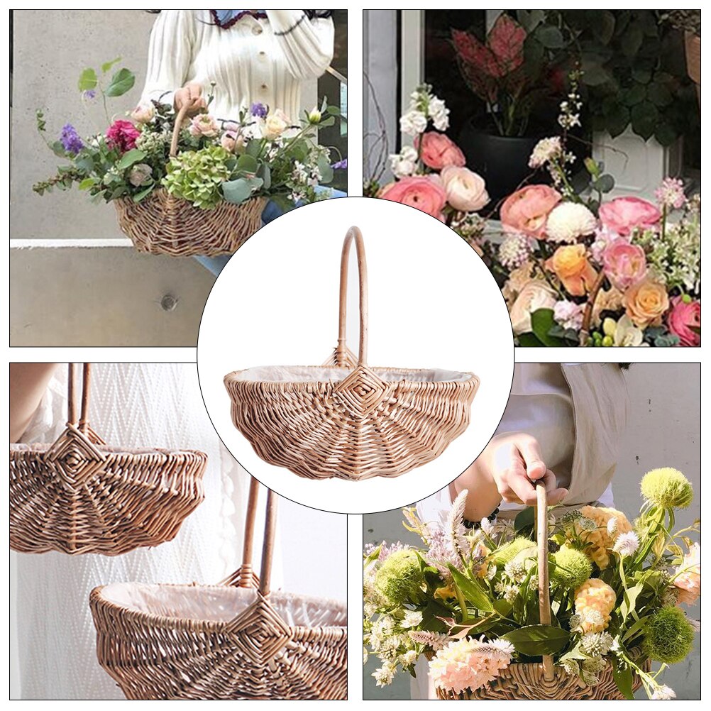 Watermelon Shape Woven Flower Basket Storage Basket Weaving Basket for Wedding