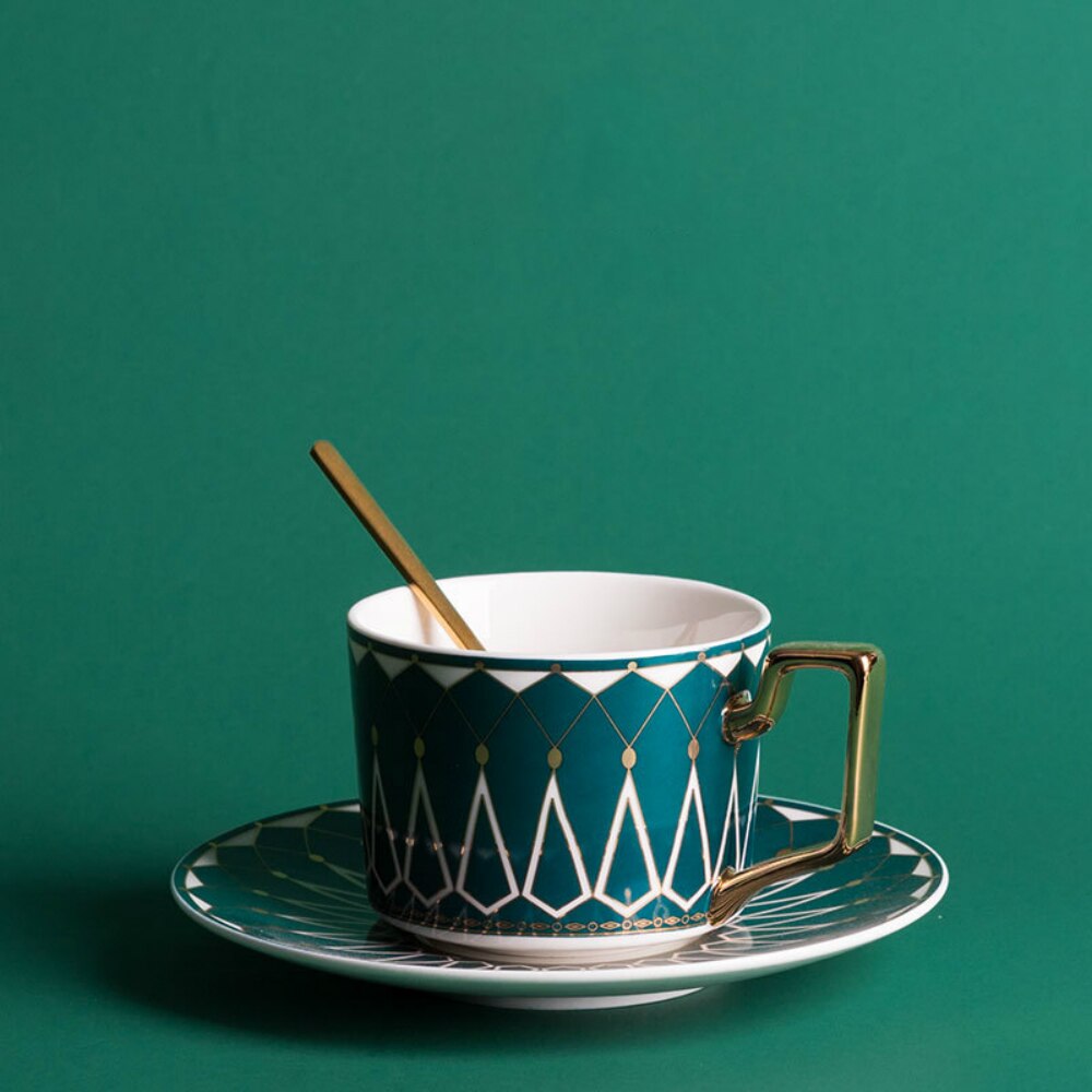 Tasses à café en porcelaine | Service à thé de l'après-midi anglais, tasses à thé noir de 220ml avec cuillère, ensemble de thé anglais, pour ami,