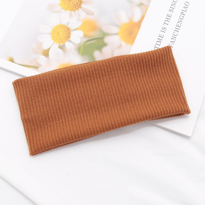 Diadema ancha Lisa para mujer, banda elástica para el pelo, Aro para maquillaje, Yoga, Vintag, envoltura para la cabeza, peinados, accesorios para el cabello de: Castaño