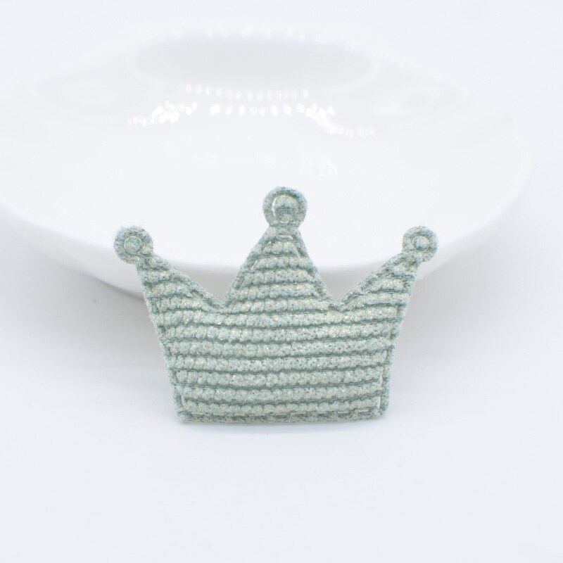 50 stk 42*28mm polstret glitter stof krone applikation til diy hat handsker tøj leggings stof syning hovedbeklædning dekor patches  l78: Grøn