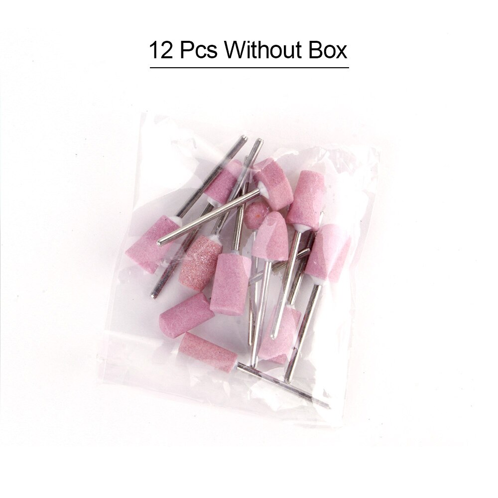 12PCS/Set Electric Manicure Quartz Nail Drill Bits Nail Polishing Head Cutters Set Pink Pedicure Nail Art Milling Cutter Files: Without Box