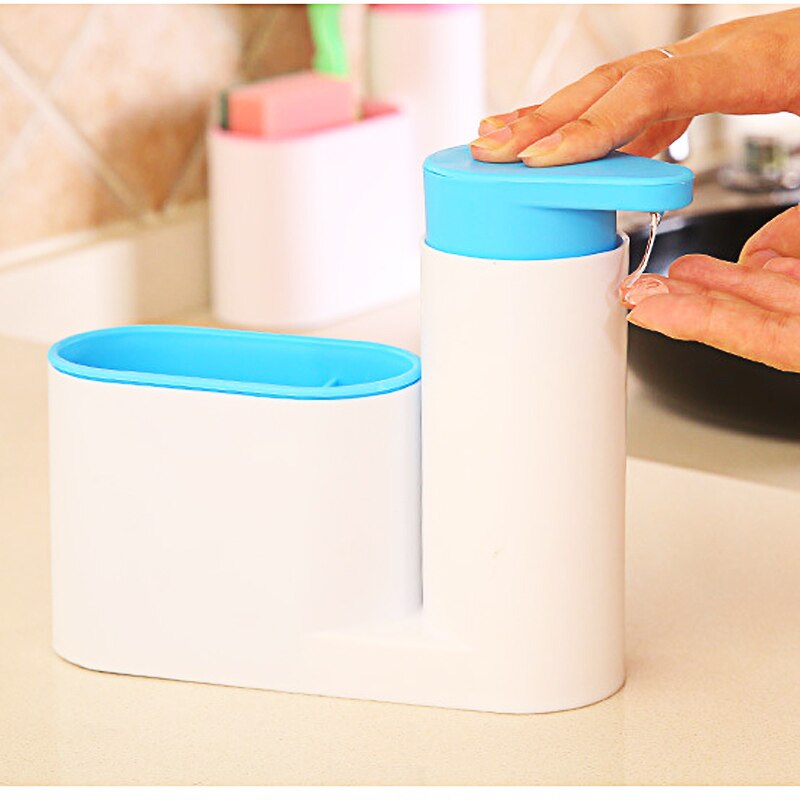 Dispensadores de detergente de cocina soporte dispensador de jabón líquido de espuma fregadero baño automático lavado a mano esponja estante de almacenamiento: 5