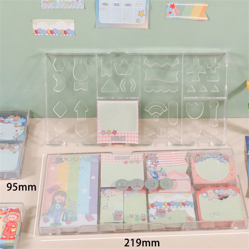 Cute Post-It Notes with Acrylic Box Scrapbook Stickers Stationary Office School Supplies Chinoiserie Paper Memo Pad Sticky Label