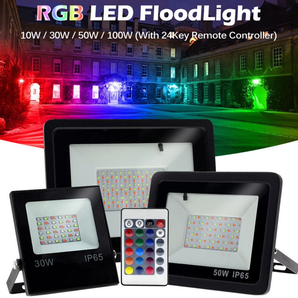 Reflector Led RGB de 220V para exteriores, lámpara impermeable IP68 para jardín, 50W, 100W