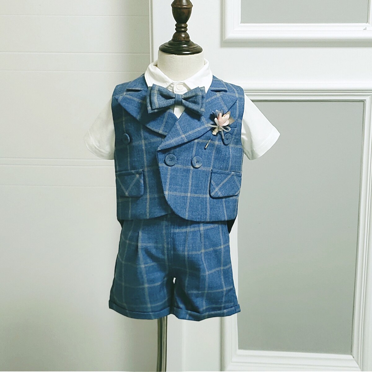 Flower Boys Dress Clothing Sets Kids Boys Clothes Set Summer Tuxedo Formal Suit Party Birthday Wedding Outfits: Short sleeve shirt / 3T