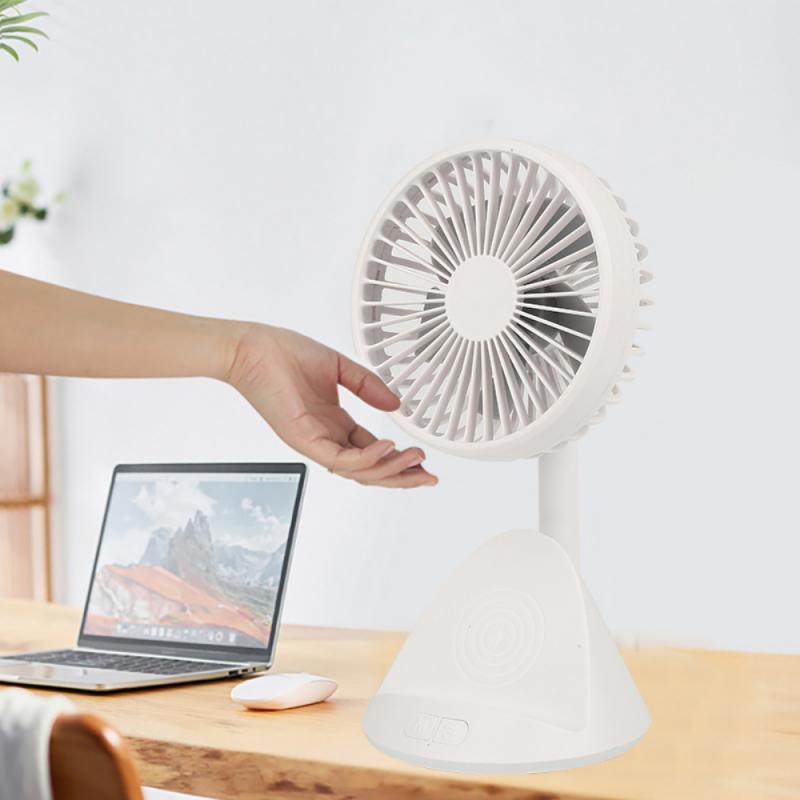 2 In 1 Oplaadbare Usb Desk Fan 3 Krachtige Snelheden Draadloze Laadstation En Koelventilator