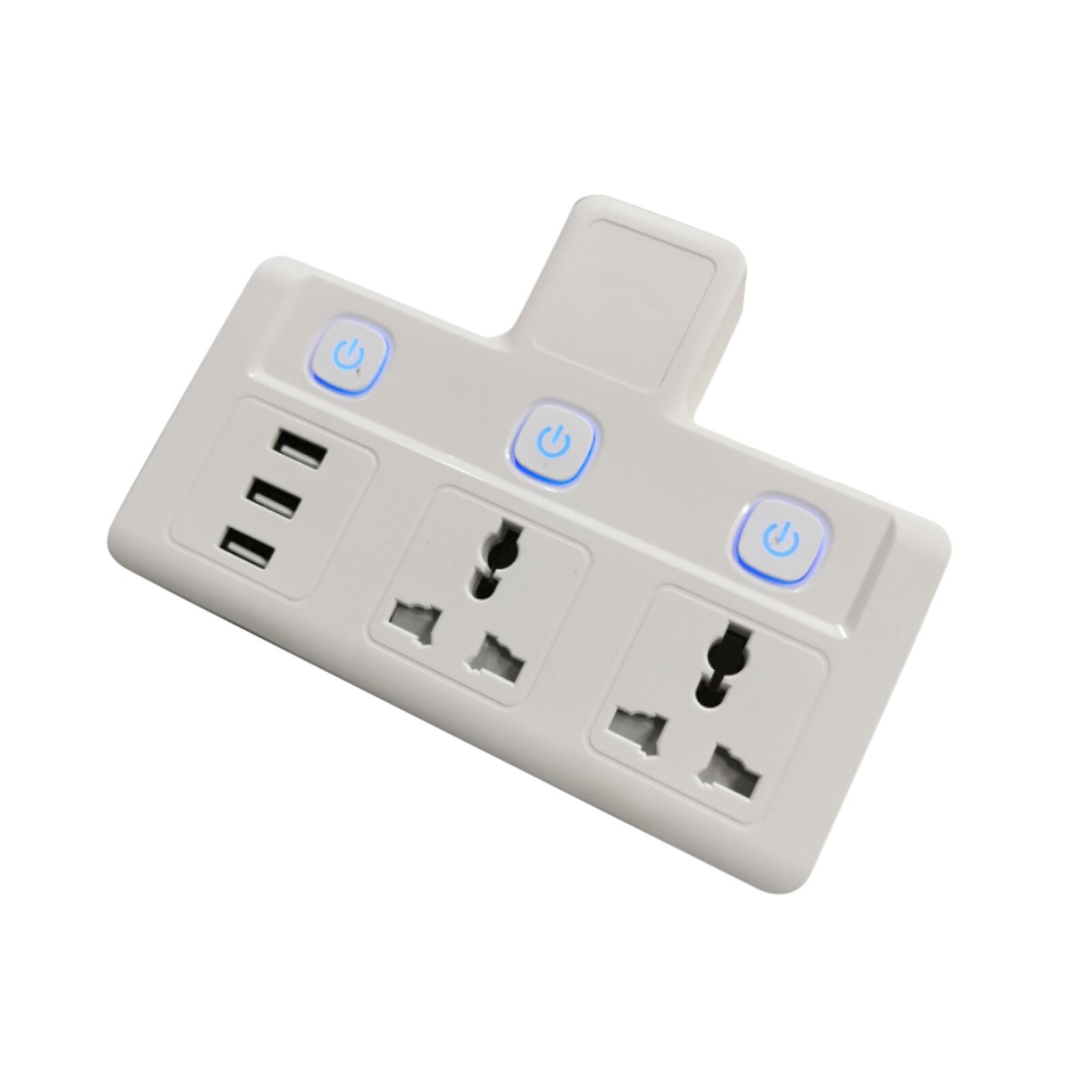 Adaptateur de chargeur mural, 3 prises, 2 prises rondes, 3 trous, avec interrupteur, prise de courant blanche, Standard européen,: E