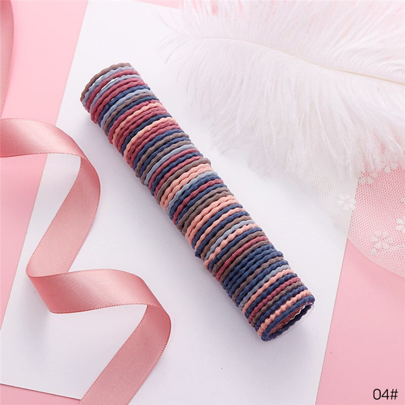 10-600PCS Cute Girls Colourful Ring Disposable Elastic Hair Bands Ponytail Holder Rubber Band Scrunchies Kids Hair Accessories: 50pcs 3cm 04