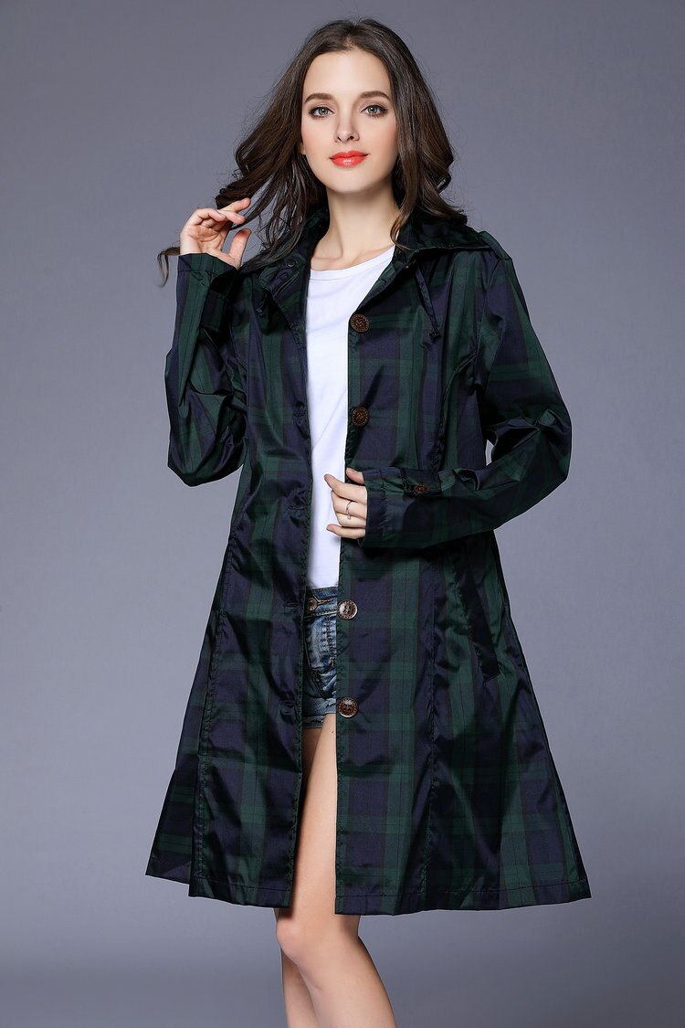 Waterproof raincoat women Jacket Outdoor Windproof Poncho Outwear Impermeable Hoodies lattice Raincoat lady Rain Coat Rainy