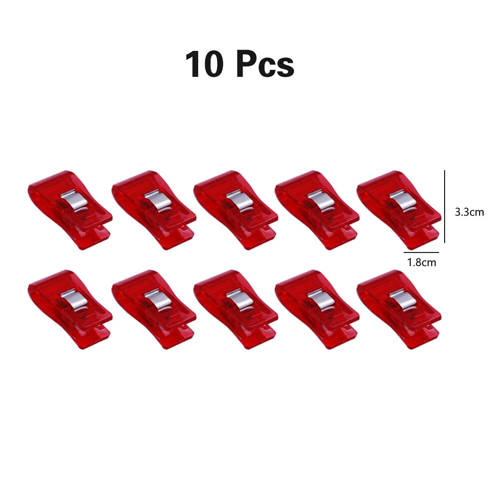 50/20/10Pcs Multicolor Kledingstuk Clip Patchwork Naaien Clip Plastic Klemmen Quilten Crafting Haken Breien Veiligheid Clip: 10pcs Red