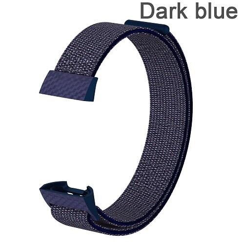 Erstatningsstrop armbånd til fitbit charge 3 strækbart nylonfiberbånd magic tape loop fitness tracker: Mørkeblå
