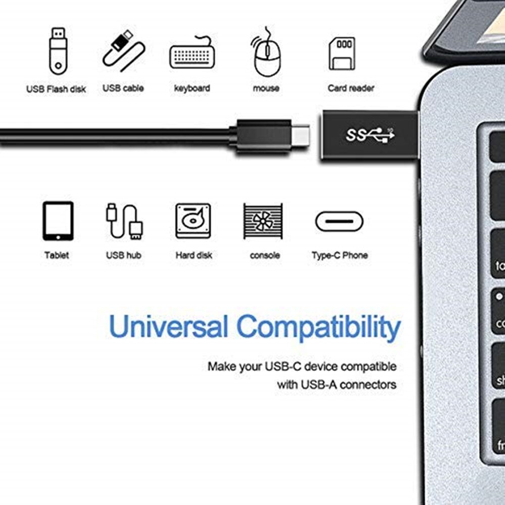 Usb 3.1 hane till typ-c hona adapter, usb a till usb  c 3.1 gen 2 omvandlare, stöd dubbelsidig 10 gbps laddning och data