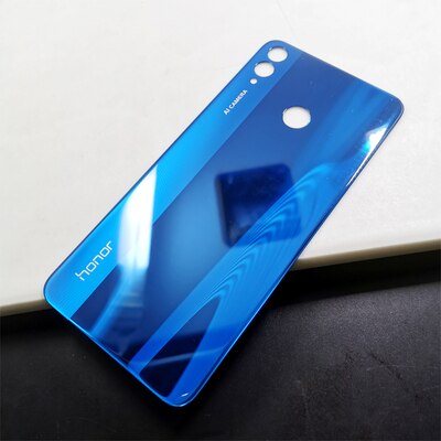 For Huawei Honor 8X Back Glass Battery Cover Rear Door Case Panel For Honor 8X Back Cover Housing With Camera Lens: Light Blue No Lens