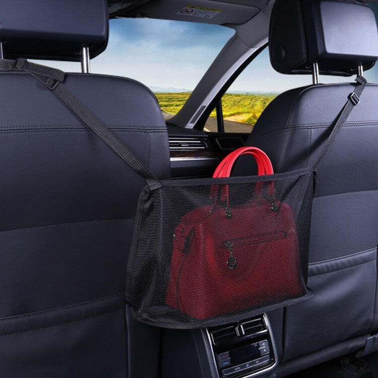 Auto Handtas Houder Luxe Lederen Autostoel Opbergtas Organizer Multi-Zakken Universele Bling Crystal Opbergen Opruimen Auto Goederen: black cloth