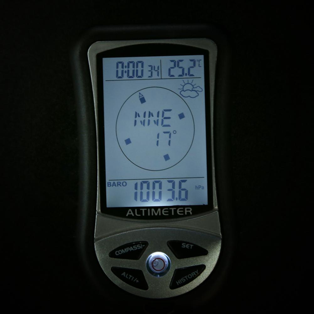 Handheld Digital LCD Display 8 in 1 Compass Altimeter Barometer Thermometer Weather Forecast Clock for Outdoor Climbing Hiking