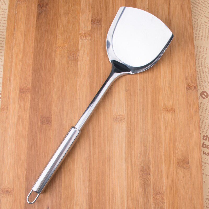 1pc Stainless steel Solid Turner w/ Long Handle Classical upscale Spatulas Chef Cooking fry shovel Kitchen Tool Utensils 13&#39;&#39;