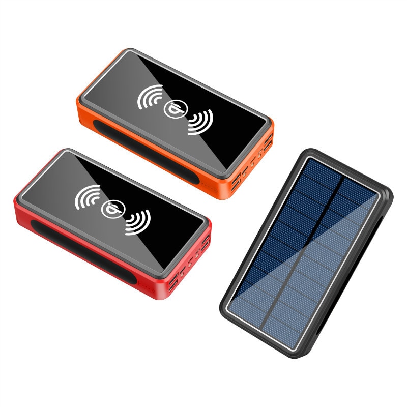 Solar Power Bank 30000mAh Portable Wireless Charger External Battery Poverbank Mobile Phone Charger Powerbank for iPhone Xiaomi