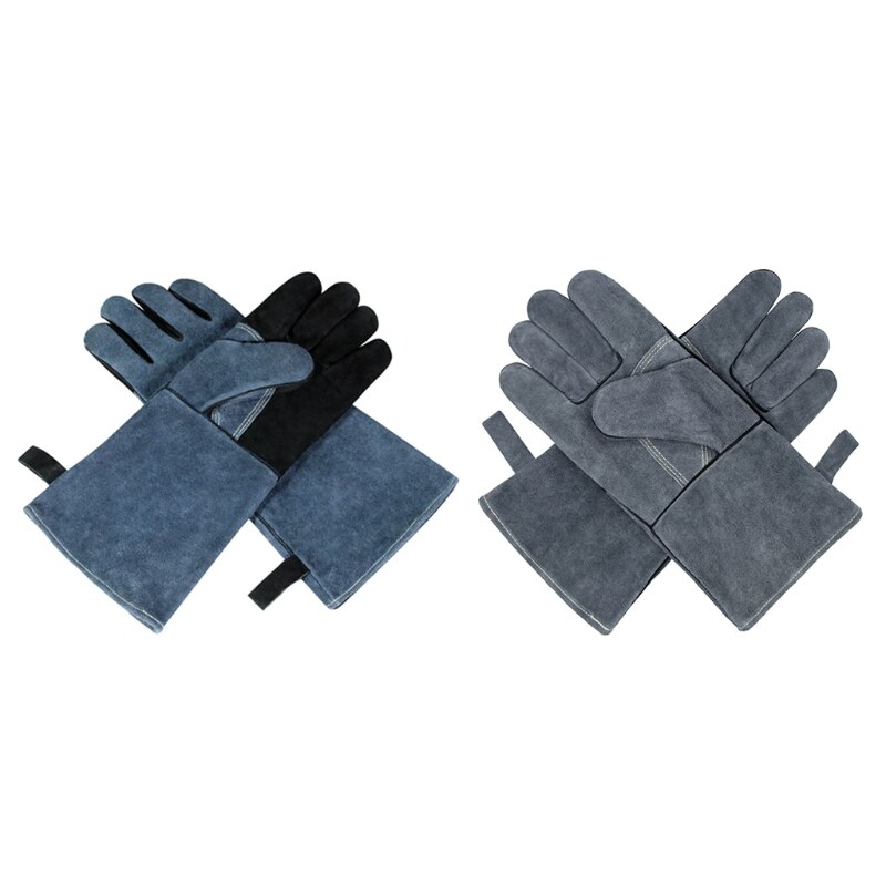Leather Forge Welding Gloves Heat &amp; Fire Resistant Gloves for Gardening Camping Barbecue Provide Safety Protection