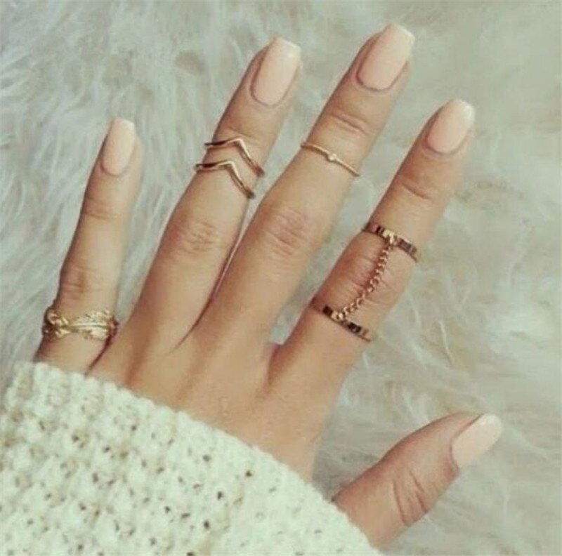 LETAPI Vintage Crystal Flower Ringen Voor Vrouwen Retro Geometrische Goud Kleur Knuckle Ring Set Statement Sieraden