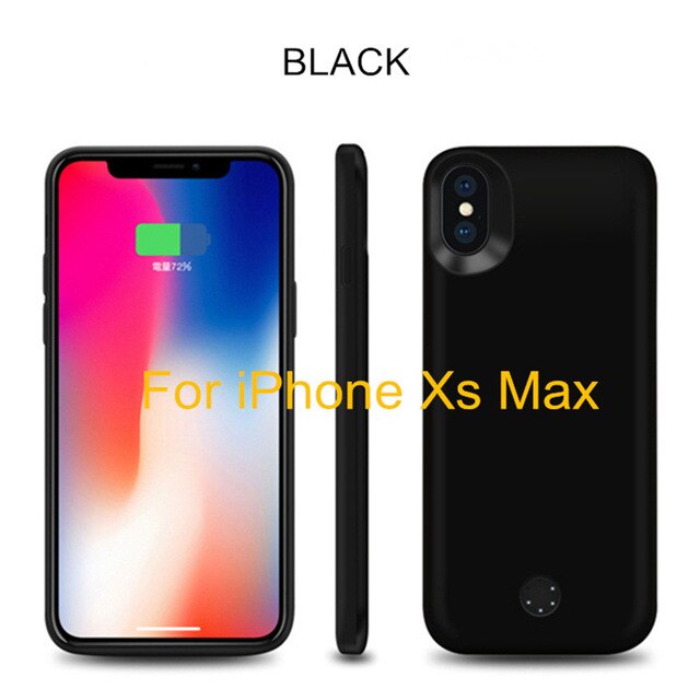 6000mAh Portable Battery Charging Case For iPhone Xs Max Backup Battery Case For iPhone XR External Power Bank Charger Cover: Black For Xs Max
