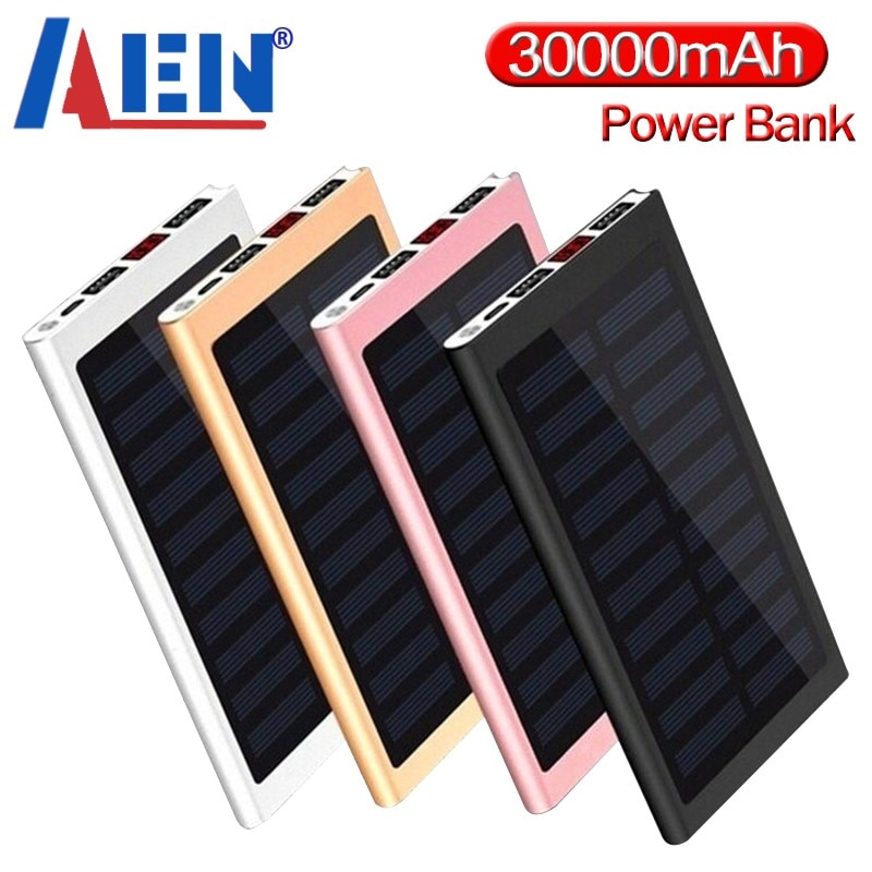 Solar Power Bank 30000Mah 2 Usb Externe Batterij Led Draagbare Powerbank Mobiele Telefoon Solar Charger Voor Smart Telefoon