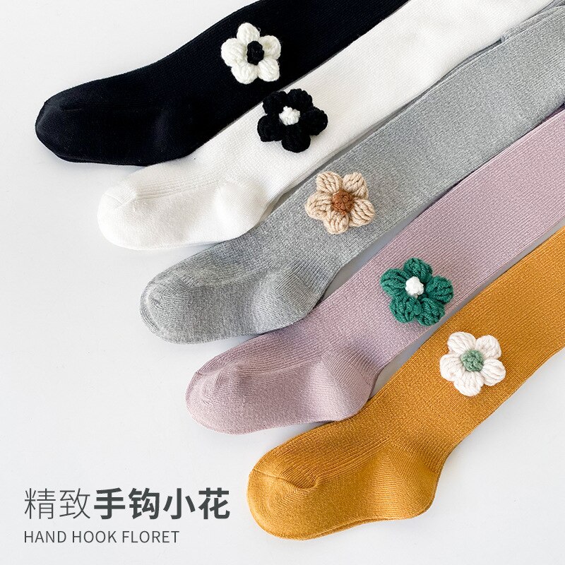 Spring Kids Baby Girls Flower Stockings Cute Solid Pantyhose Stylish Tights Pantyhose for Children Girls 2-8Y
