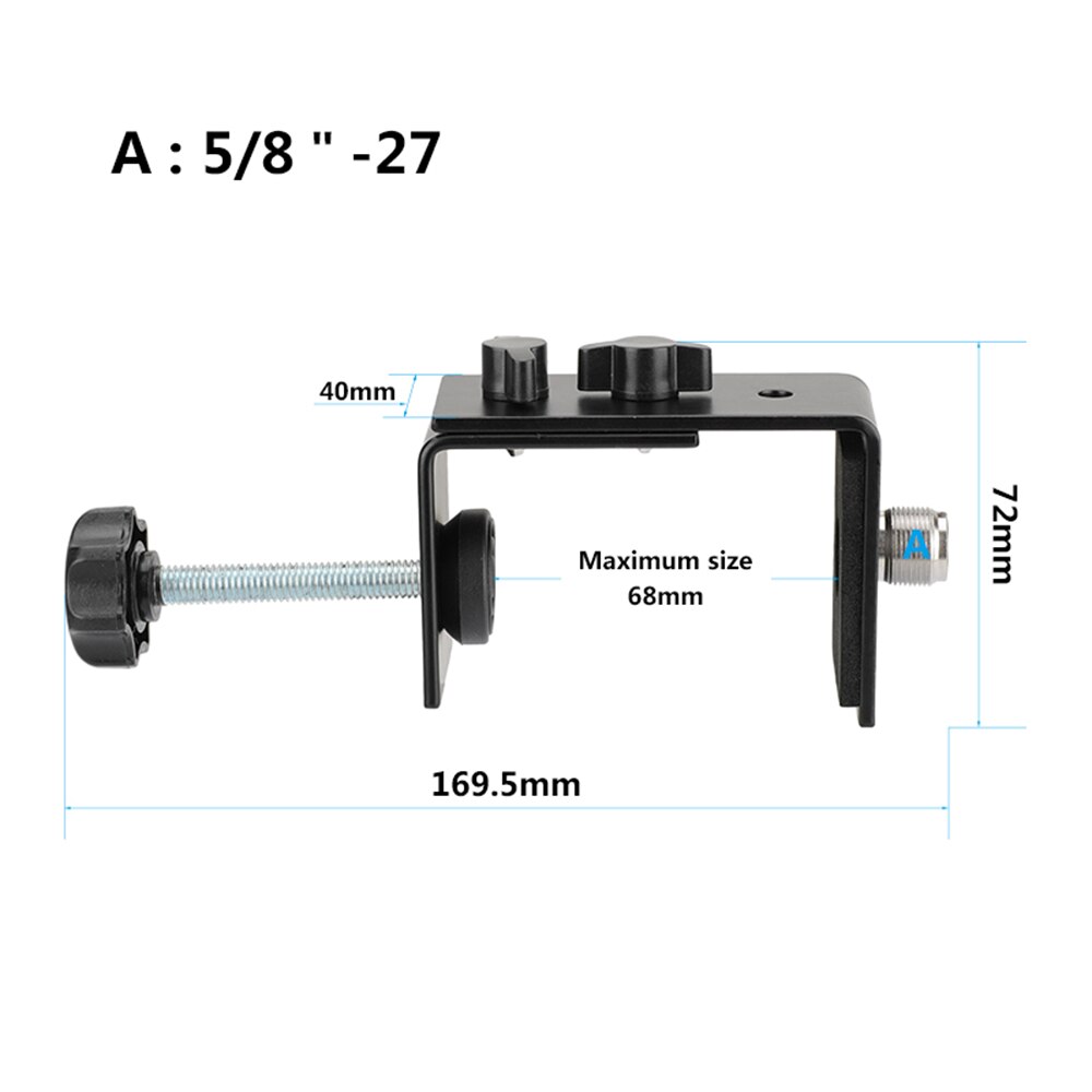 CAMVATE Adjustable C Clamp Lock-grip Fixture With 5/8"-27 Male To 1/4"-20 Female Microphone Screw For Microphone Supporting