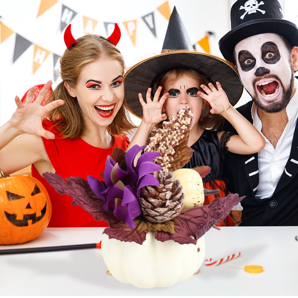 1pc husstands halloween græskar dekoration efterårsfarve desktop dekoration (hvid)