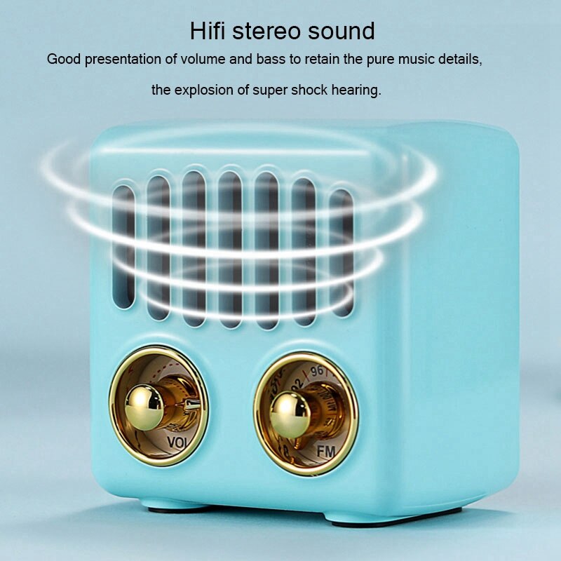 Retro Radio Bluetooth Speaker, FM Radio with Old Fashioned Classic Style, AUX Bluetooth TF Card MP3 Player