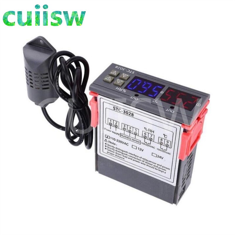 Dual Digital Thermostat Temperature Humidity Control STC-3028 Thermometer Hygrometer Controller AC 110V 220V 10A