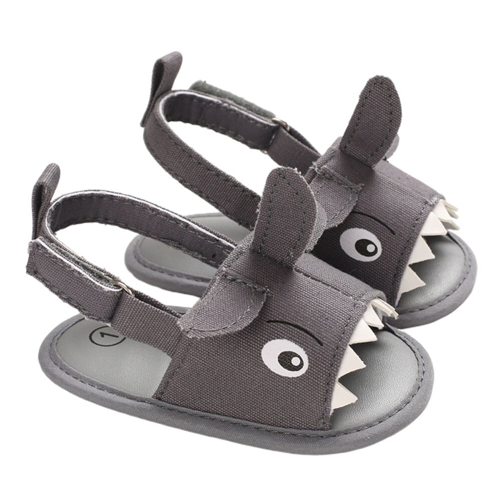 Cute Shark Sandals Toddler Baby Boys Summer Shoes Soft Sole Non-slip Breathable Newborn Sandals Infant Shoe Prewalkers 0-18M: Gray / 13-18 Months