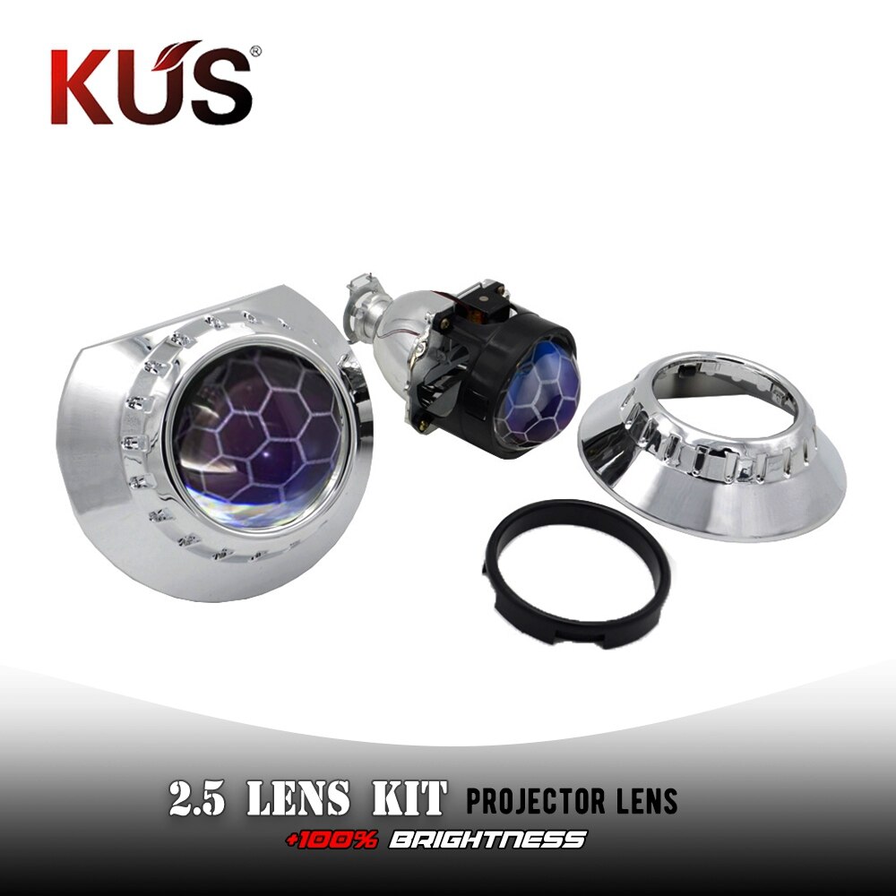 YUFANYA 2,5 Zoll Bi Xenon Projektor Blau Beschichtung Waben Objektiv 3,0 Silber Maske passen H4 H7 Auto Motorrad Scheinwerfer Montage Bausatz