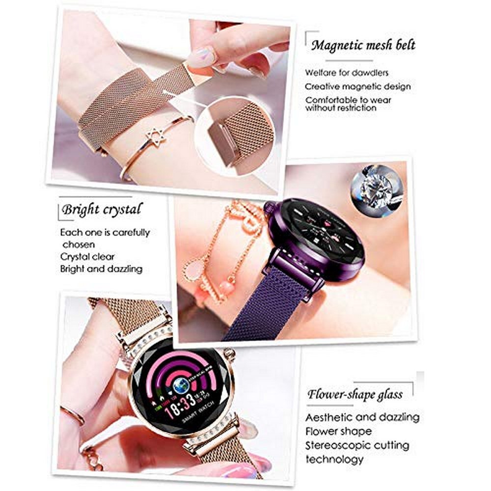 H1 moda donna Smart Watch pressione sanguigna cardiofrequenzimetro Fitness Tracker bracciale lady Smart watch schermo a colori con diamanti