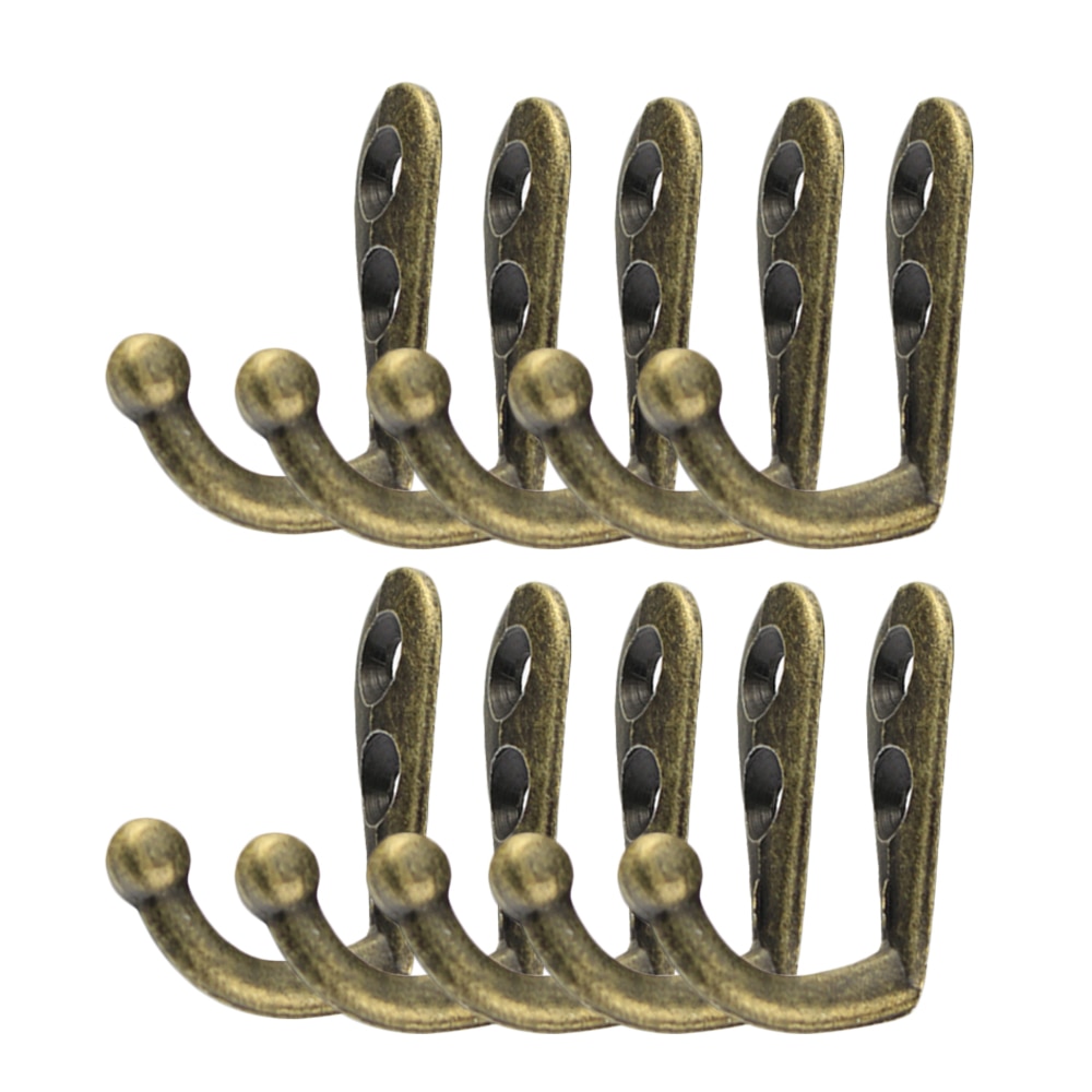 Colgador de paños Vintage, gancho de pared de bronce, rústico, perchero para llaves, bolso, sombrero, ganchos de Bata rústica, perchero para colgar en la pared, 10 Uds.