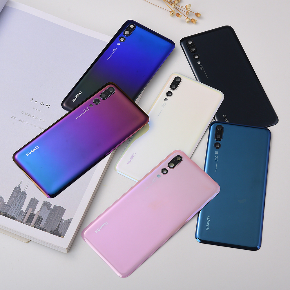 Bakpanel original huawei  p20 pro batteri baklucka bakdörr hus glasfodral för  p20 pro  p 20 batterilucka + kameralins