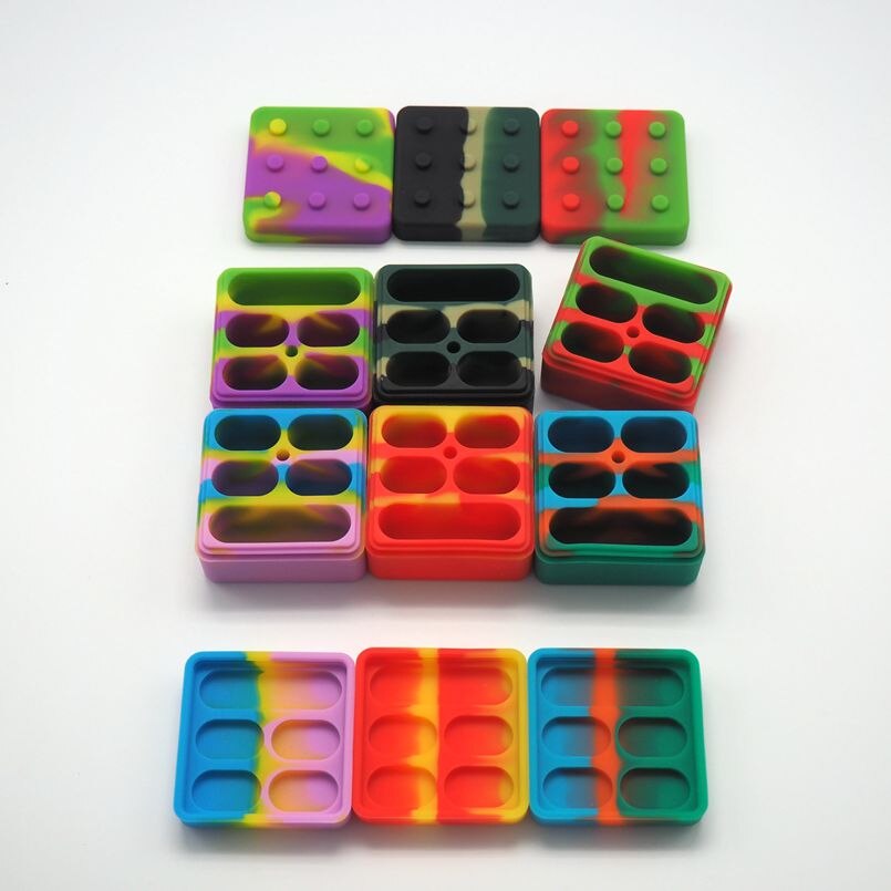 1pc 4+1 26ml Non-stick Silicone Container Colorful Food-grade Silicone Oil Box Reusable Silicone Herb Wax Jar Kitchen Gadget