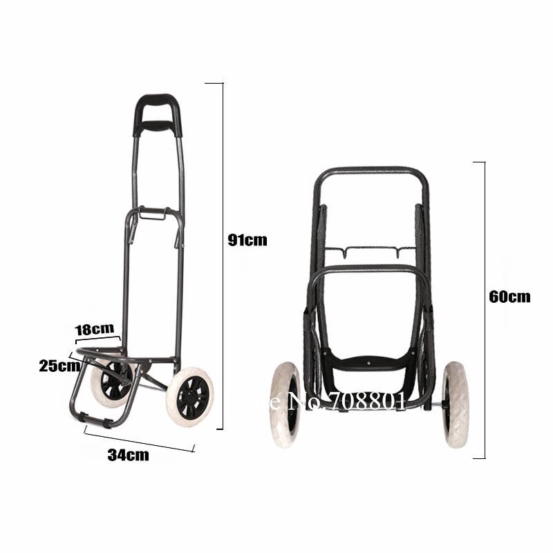 Utomhus hopfällbar shoppingvagn med rullande hjul, lättviktig matvagn, trappklättring