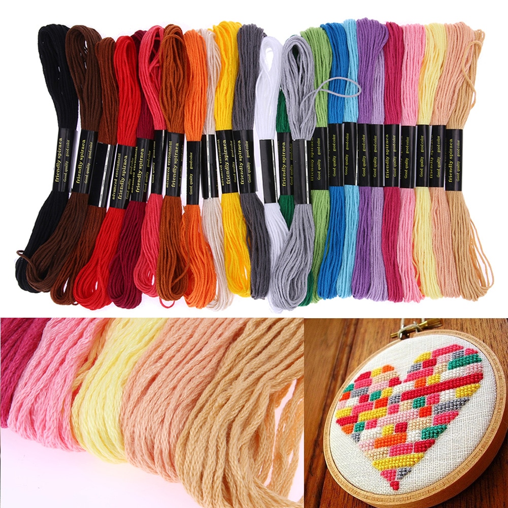 24 Colors Embroidery Thread Hand Cross Stitch Floss Sewing Skeins Craft