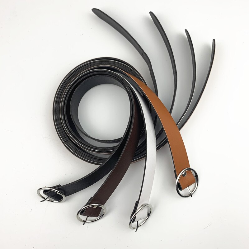 Leather belt women classic retro simple belt female round buckle female belt simple round pin buckle