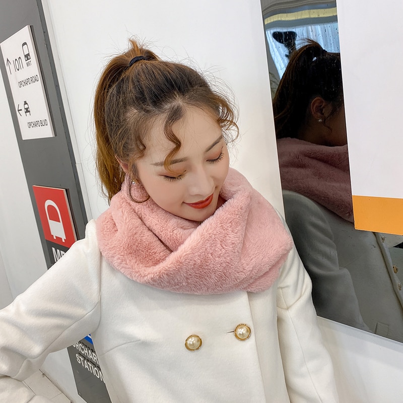 Effen dames wintersjaal korte nepbontkraag snood infinity sjaals halsdoeken ringvormige sjaals voor dames