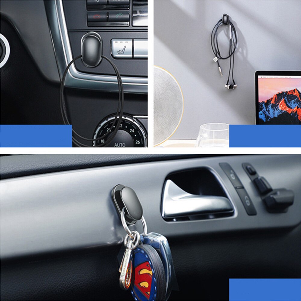 4 Pcs Car Hanging Hook Multifunction Car Sticky Hook Umbrella Key Holder Hook Bracket Wall Hanging Hook for Home(Black)