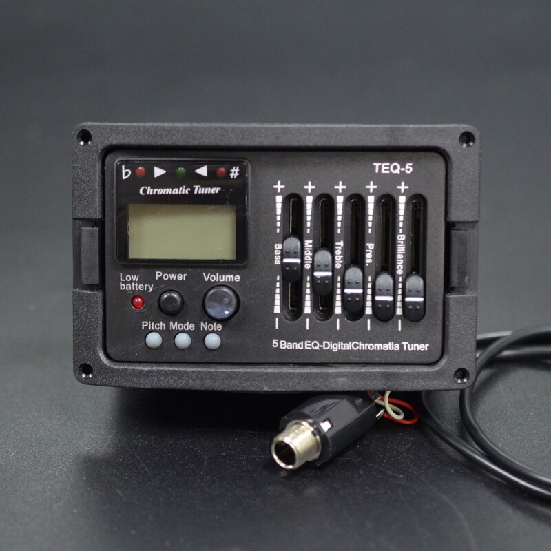 5- bånds akustisk guitar forforstærker eq equalizer klassisk akustisk guitar forstærker digital chromatia blend tuner piezo pickup: Uden endestiftsdæksel