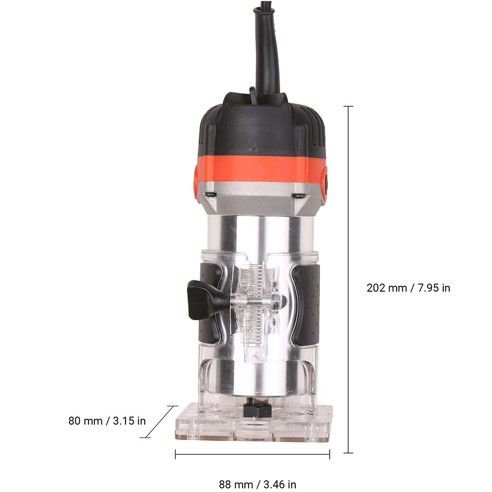 BATOCA 880W 6-Speed Variable Wood Trimmer Router – 30000RPM Max, 1/4" Collet, 1.25HP