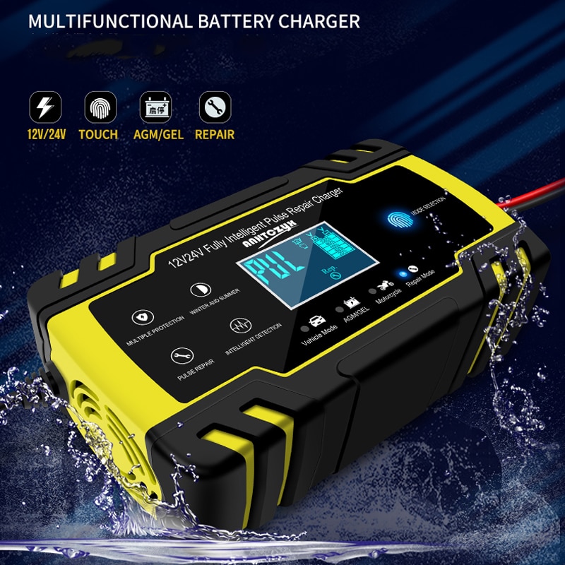 Chargeur de Batterie de Voiture/Moto Intelligent 12V/24V 8A