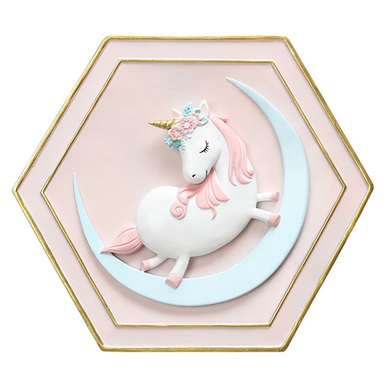 Unicorn väggdekoration vardagsrum bakgrund väggdekor flickarumdekoration babyflickorum dekor djurhuvud