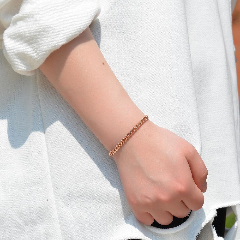 Stainless Steel Rose Gold Cuban Bracelet Men And Women Jewelry