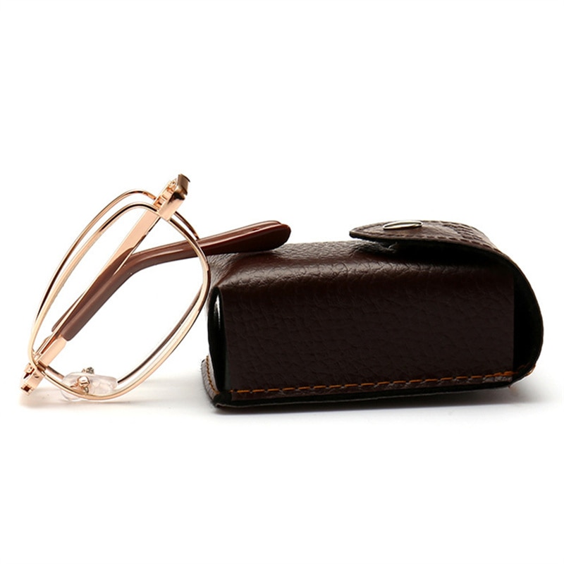 Oulylan opvouwbare leesbril dames heren metaal met etui hyperopiebril dioptriebril  +1.0 1.5 2.0 2.5 3.0 3.5 4.0