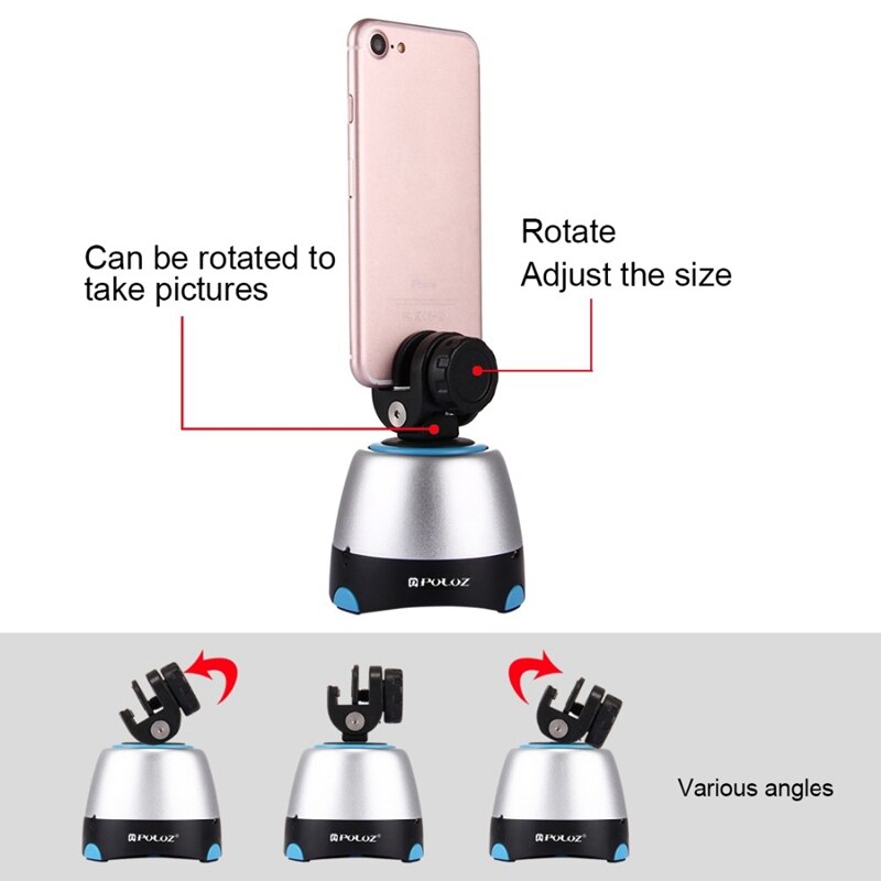 -PULUZ PU371 trépied téléphone montage pince en métal pour 360 degrés Rotation panoramique tête 1/4 vis rotule montage